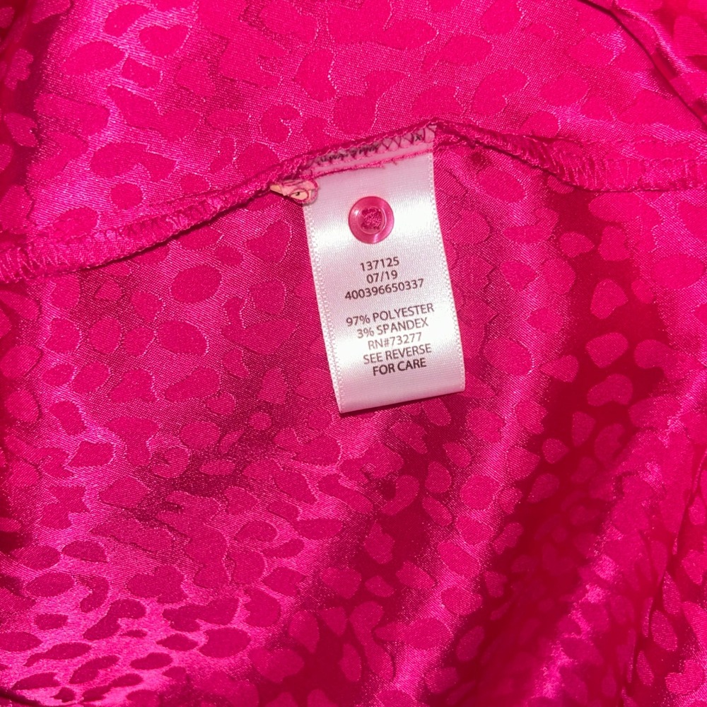 Candies Women Pink Leopard Animal Print Button Down Shirt Top Size 1X Valentine - Picture 7 of 7
